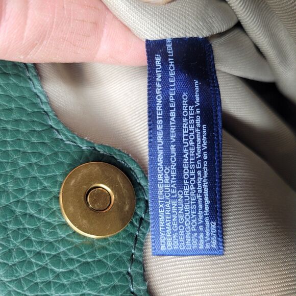 American Leather Co Luca Triple Entry Crossbody Bag Deep Emerald Green Pebbeled - Picture 15 of 15